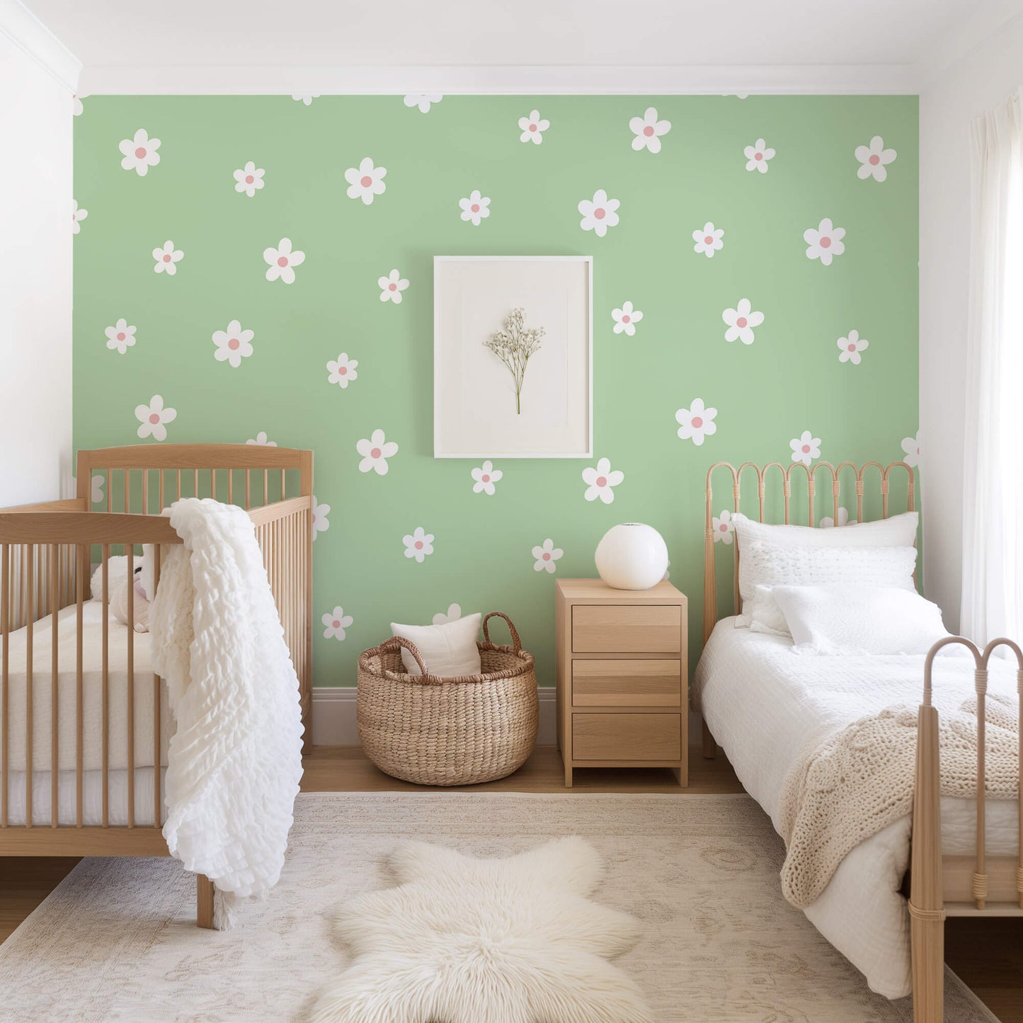 White Daisy Fabric Wall Stickers