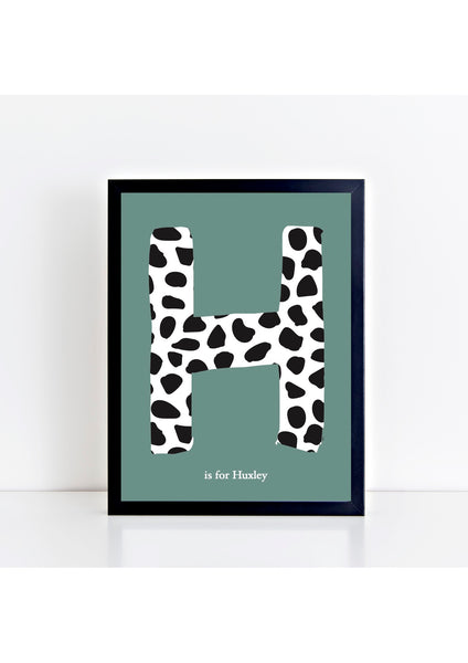 Dalmatian Spot Initial Print - green