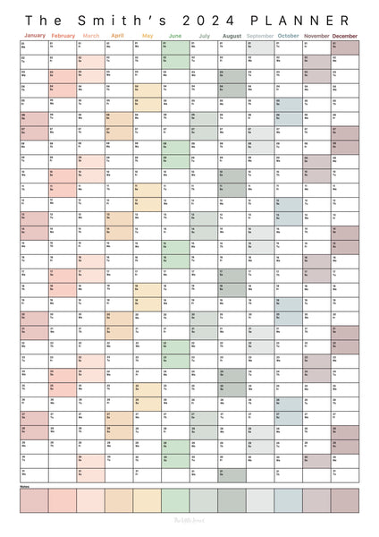 Personalised 2024 Wall Planner - Muted