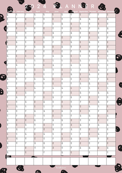 2024 Wall Planner - Pink + Black Spots