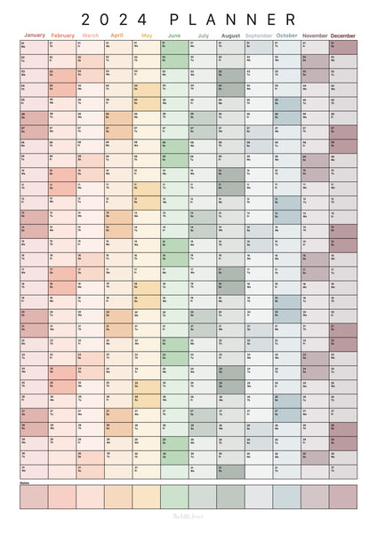 2024 Wall Planner - Muted + Shaded