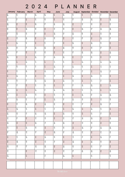 2024 Wall Planner - Pink