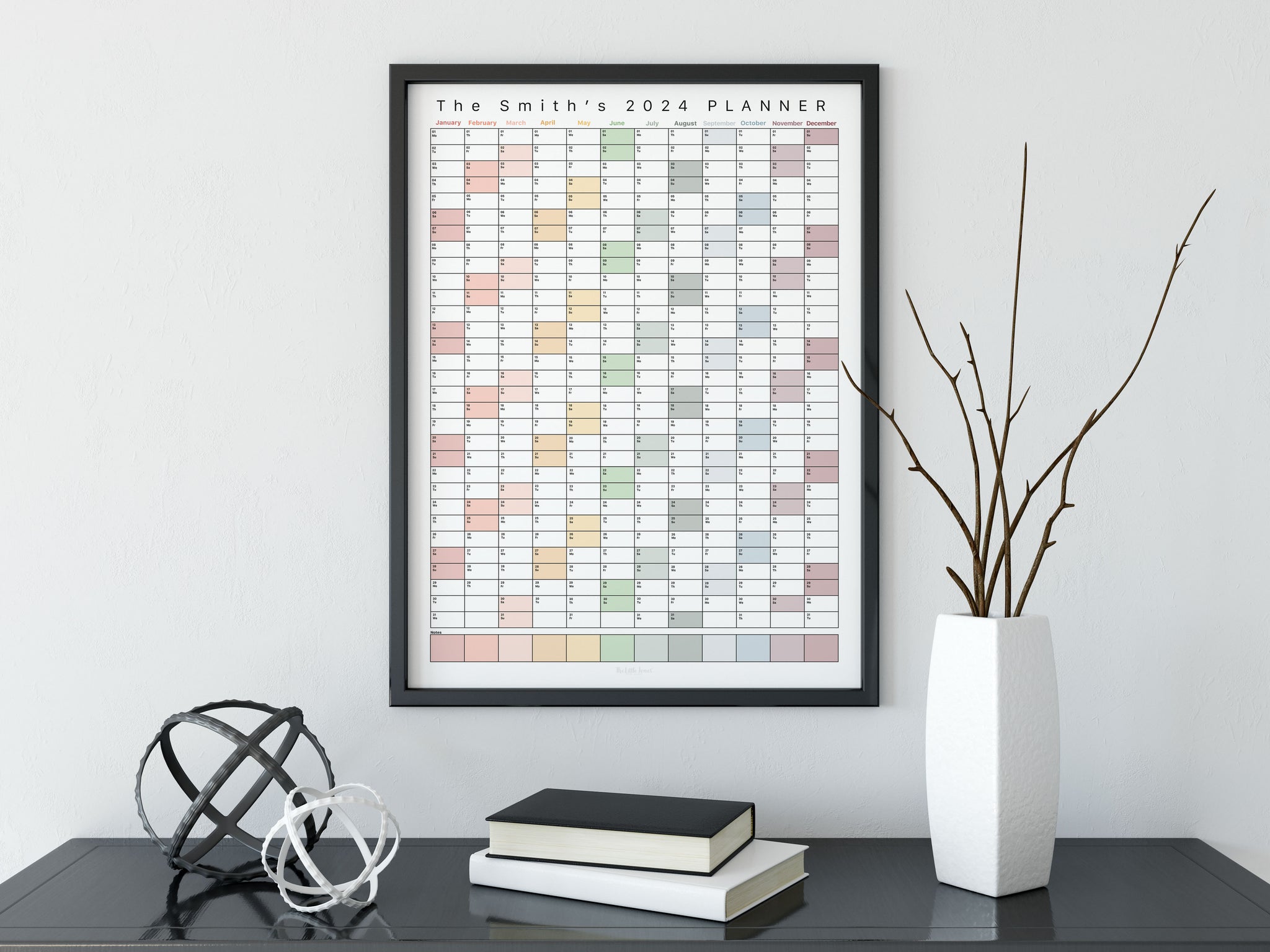 Personalised 2024 Wall Planner - Muted