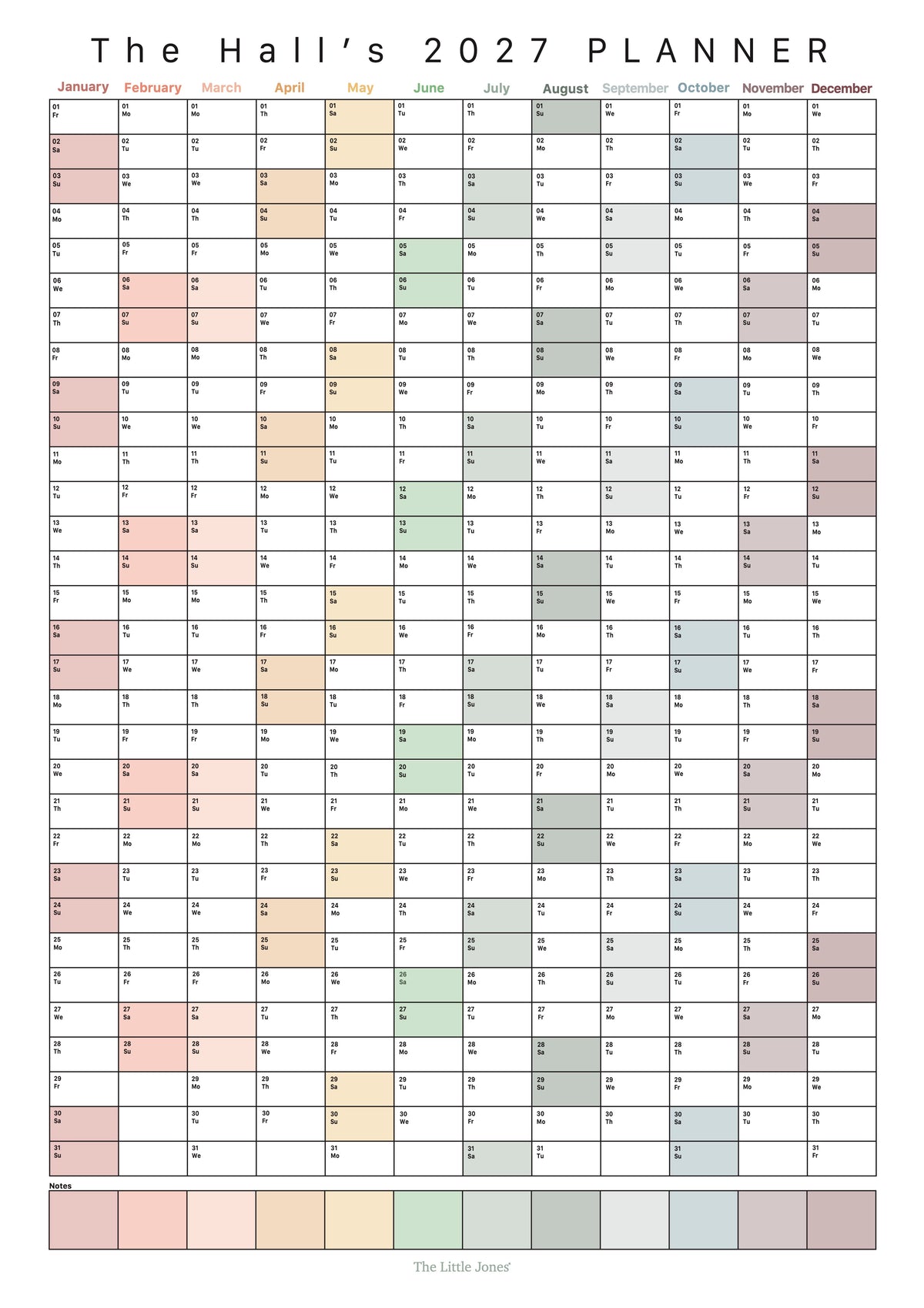 Personalised 2027 family wall calendar