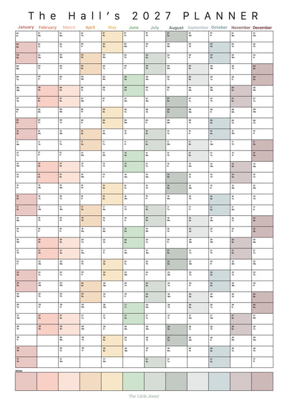Personalised 2027 family wall calendar