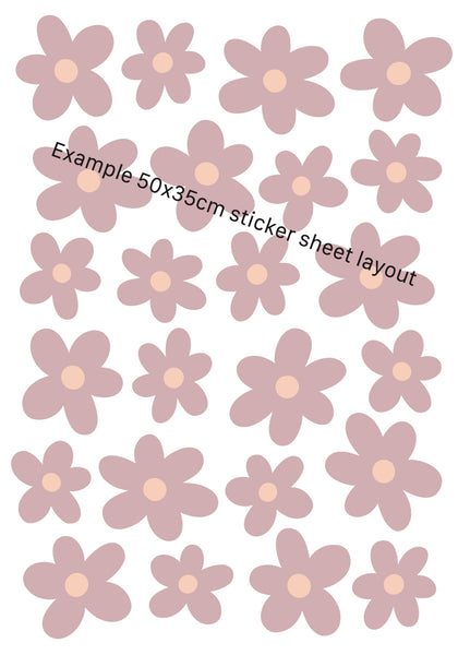 Dusky Pink Daisy Wall Stickers - Fabric, Reusable and Eco-Friendly