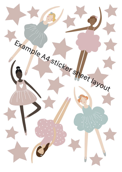 Ballerina Wall Stickers - Fabric, Reusable and Eco-Friendly