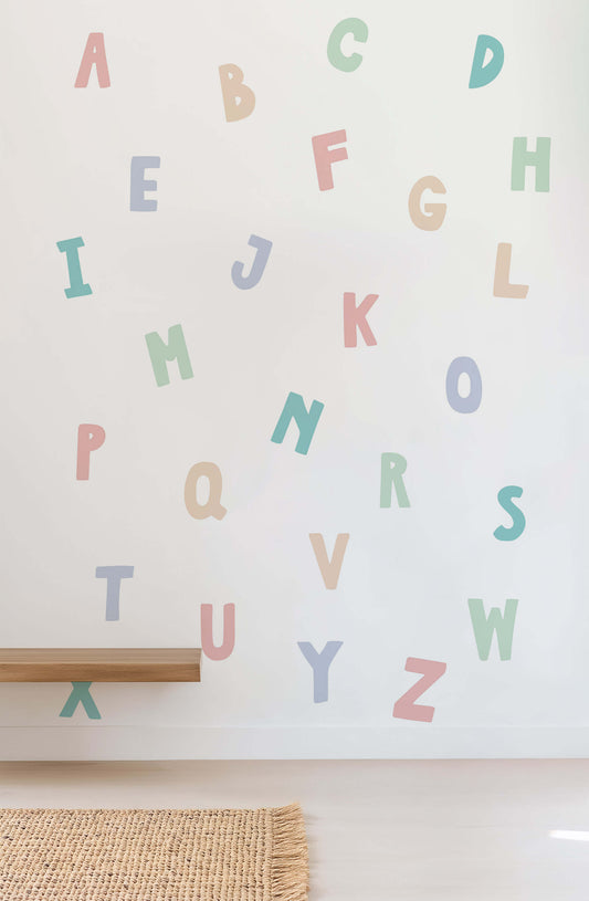 Pastel Alphabet Fabric Wall Stickers - Capital Letters
