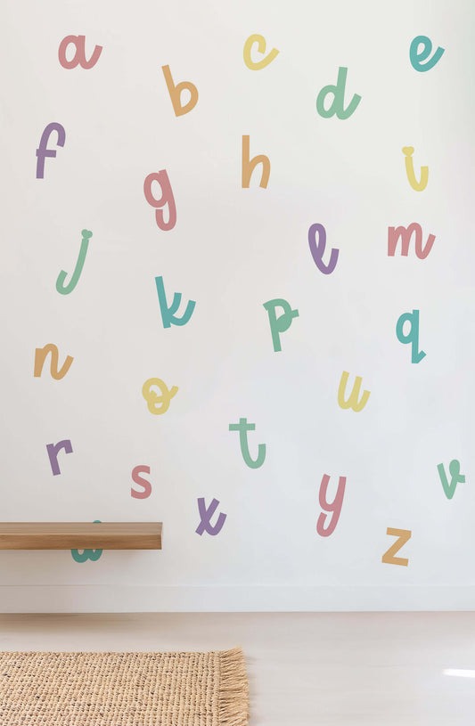 Bright Pastel Alphabet Fabric Wall Stickers - Lowercase