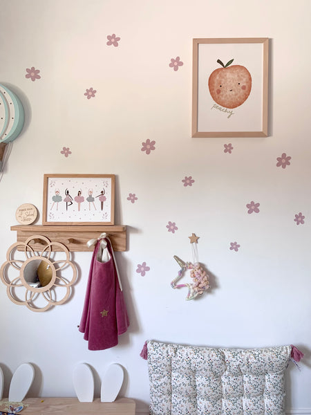 Dusky Pink Daisy Wall Stickers - Fabric, Reusable and Eco-Friendly