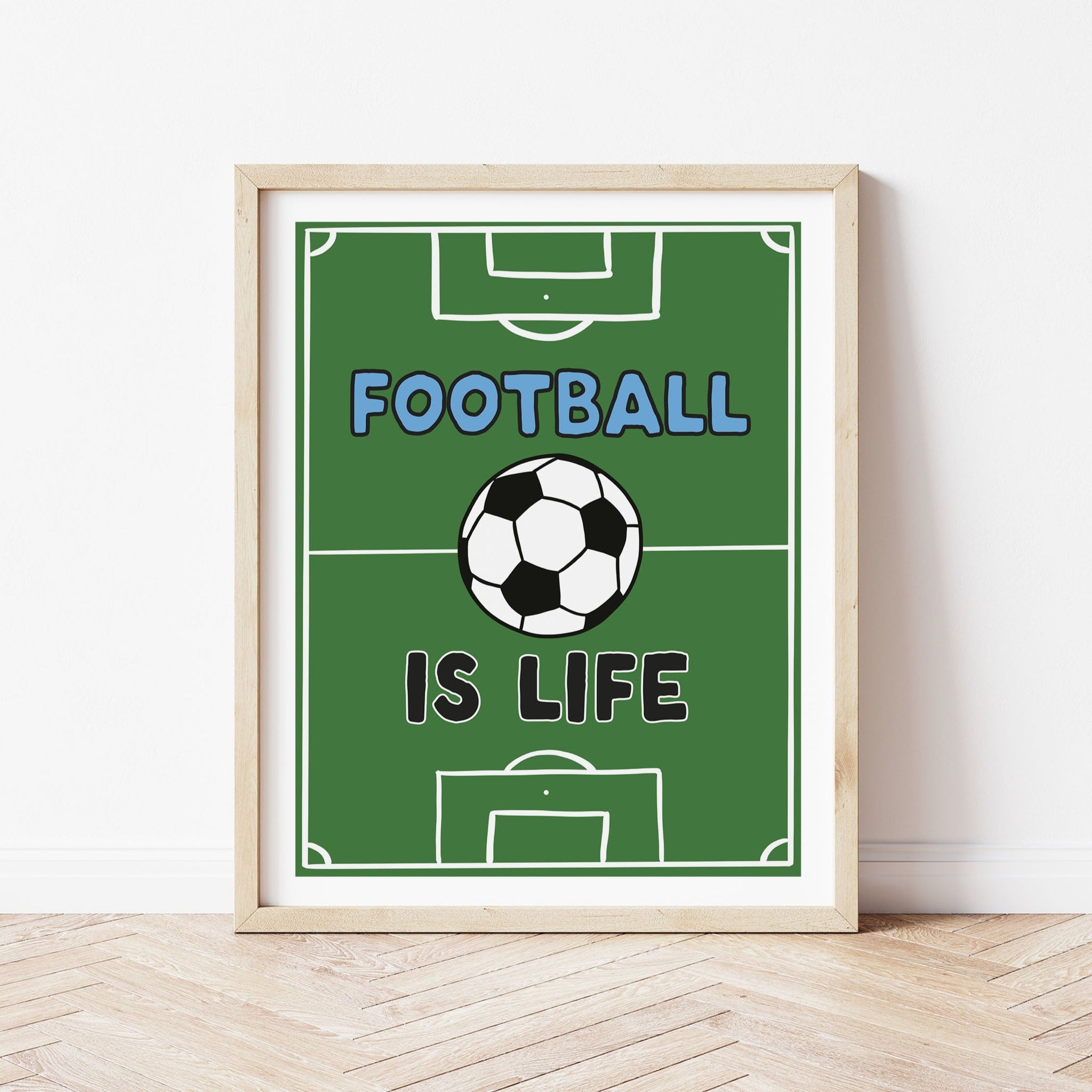 Football Pitch Print - light blue