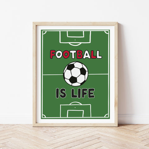 Football Pitch Print - red and white