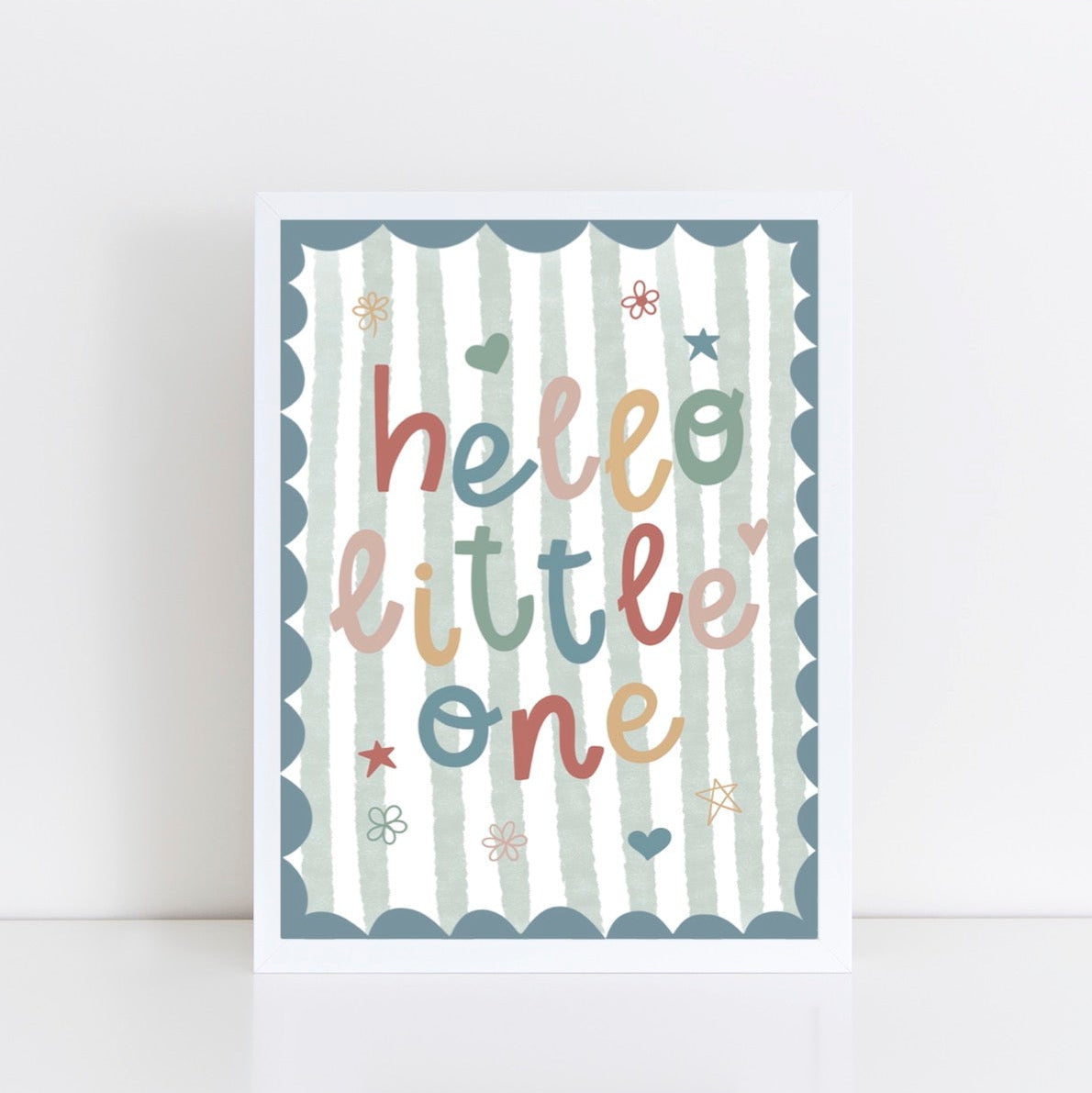 Blue and green boys nursery wall art.