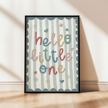 Hello Little One bright boys nursery print.