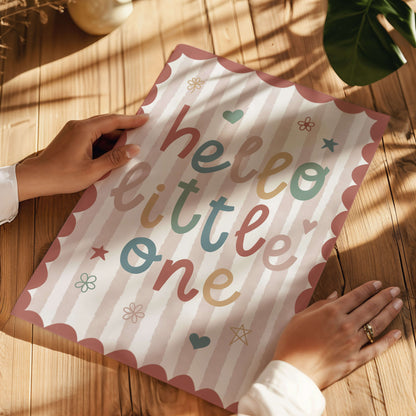 Red and pink girls' striped nursery print