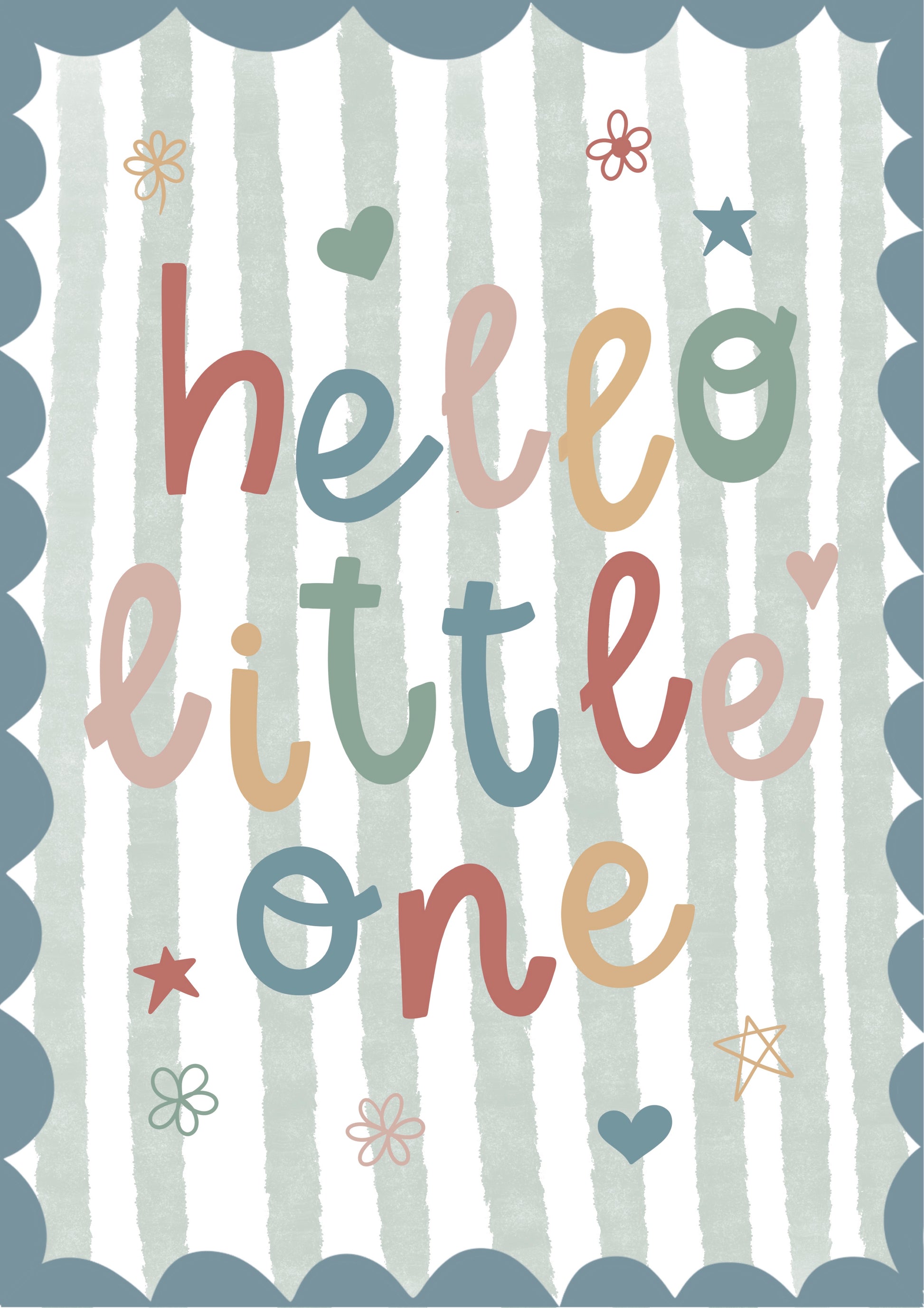 Blue scalloped nursery wall art.