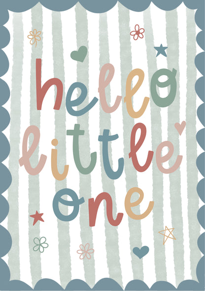 Blue scalloped nursery wall art.