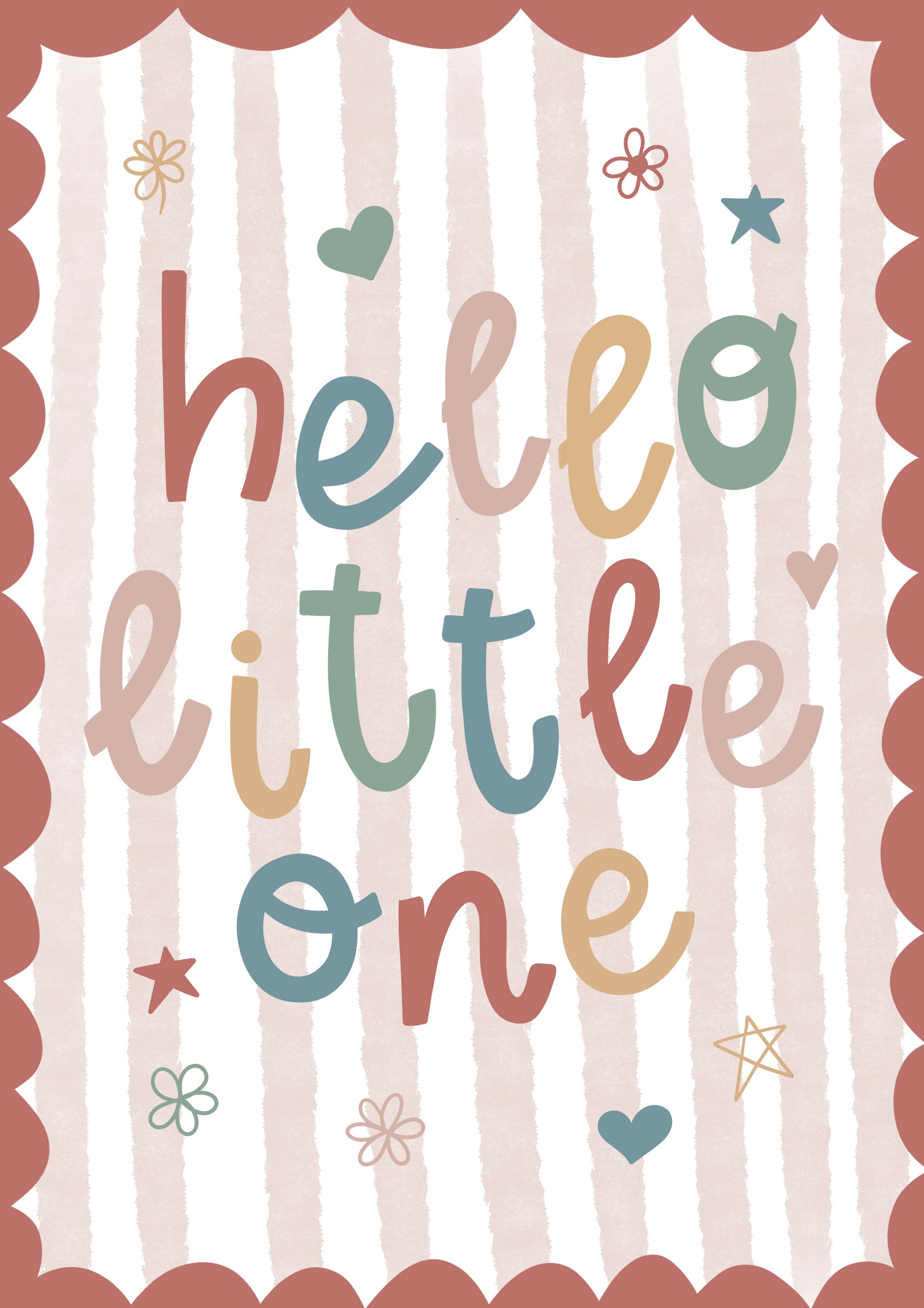 Girls' nursery wall art with scallops and stripes