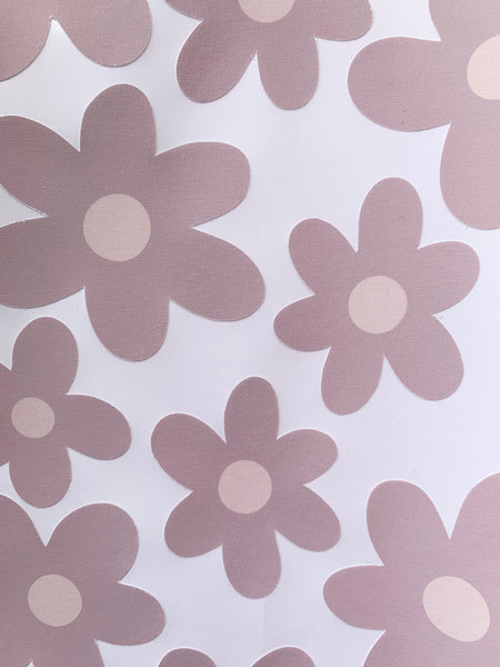 Dusky Pink Daisy Wall Stickers - Fabric, Reusable and Eco-Friendly