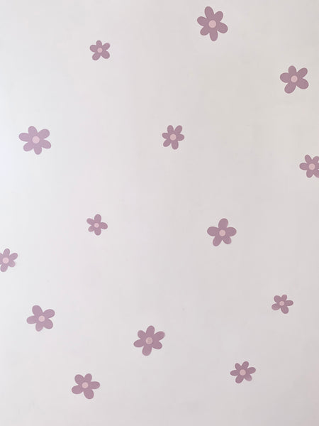 Dusky Pink Daisy Wall Stickers - Fabric, Reusable and Eco-Friendly