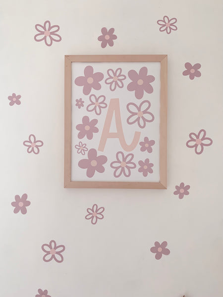 Dusky Pink Daisies (mixed pack) Wall Stickers - Fabric, Reusable and Eco-Friendly