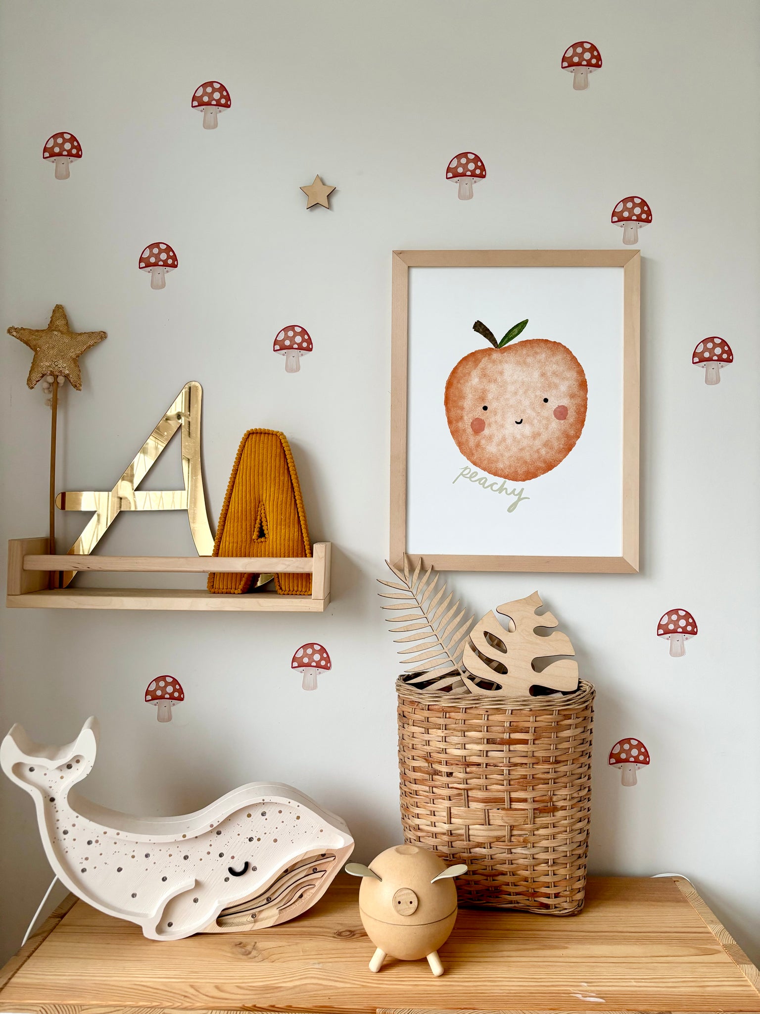 Toadstool (with faces) Wall Stickers - Fabric, Reusable and Eco-Friendly