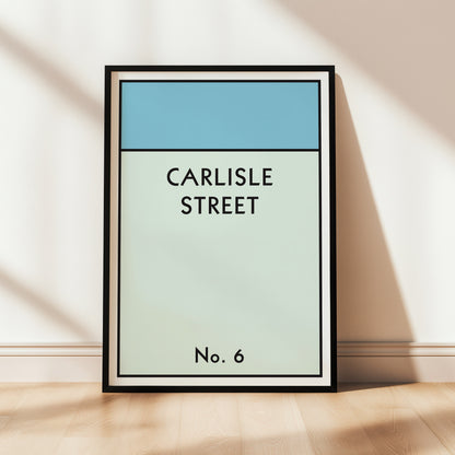 Personalised Monopoly Style Street Print