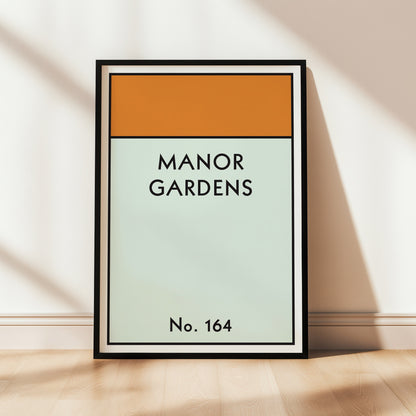 Personalised street name housewarming gift artwork.
