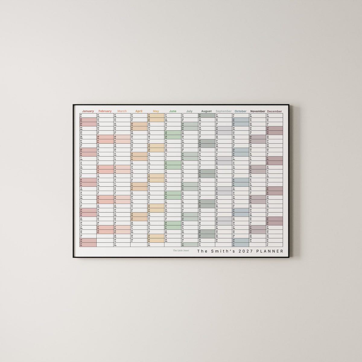 A personalised 2027 family calendar planner which makes the perfect family organisation gift.
