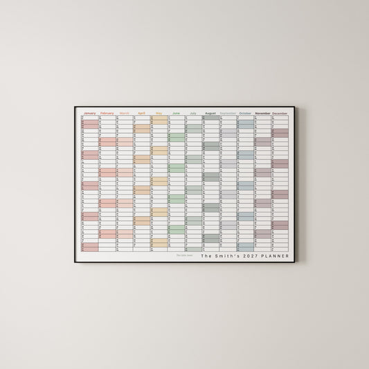 A personalised 2027 family calendar planner which makes the perfect family organisation gift.