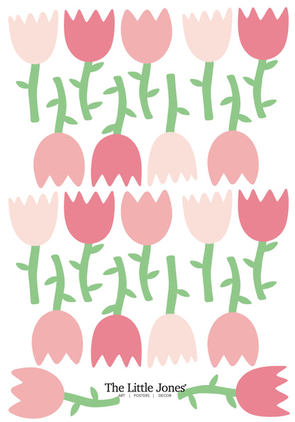 Set of pink flower nursery wall stickers