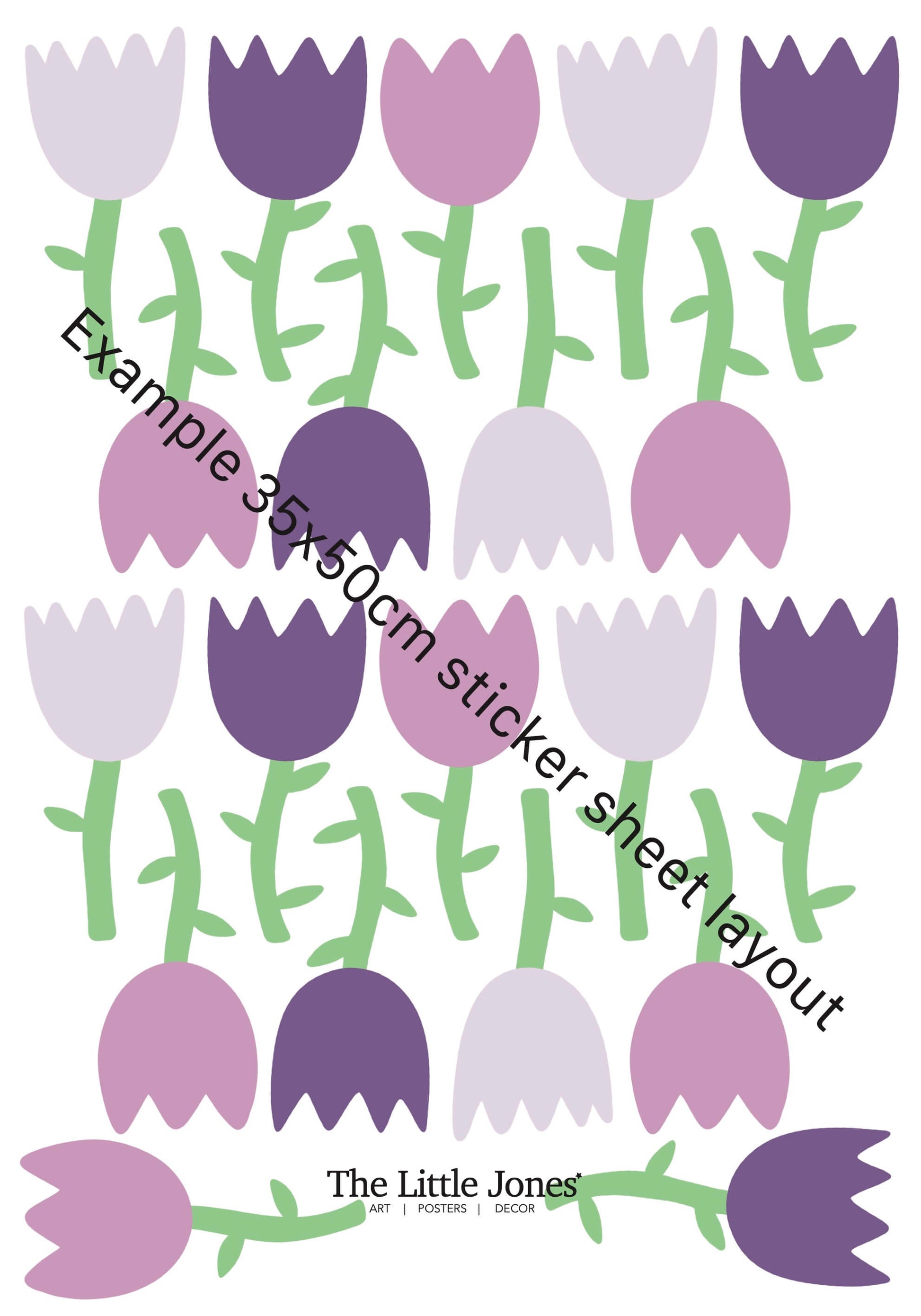 Large purple tulip flower wall sticker sheet.
