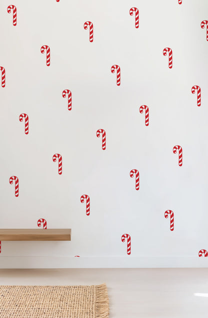 Christmas Red Candy Cane Fabric Wall Stickers