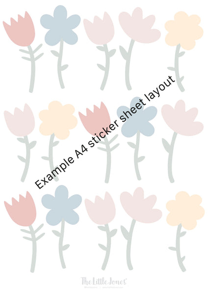 Spring Flower Wall Stickers - Fabric, Reusable and Eco-Friendly