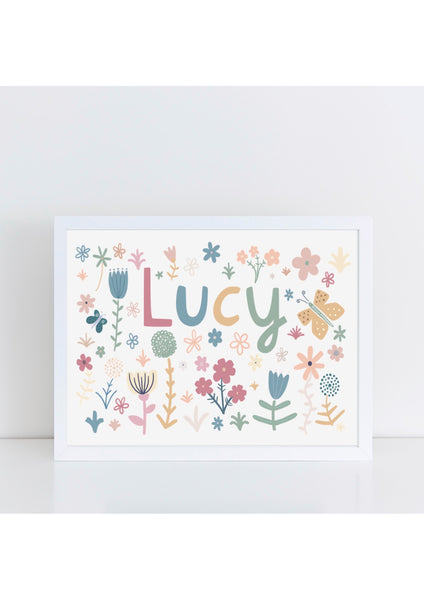 Personalised Spring Flowers Name Print