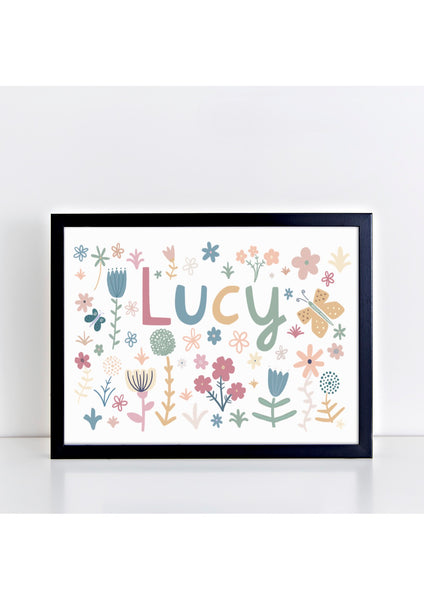 Personalised Spring Flowers Name Print