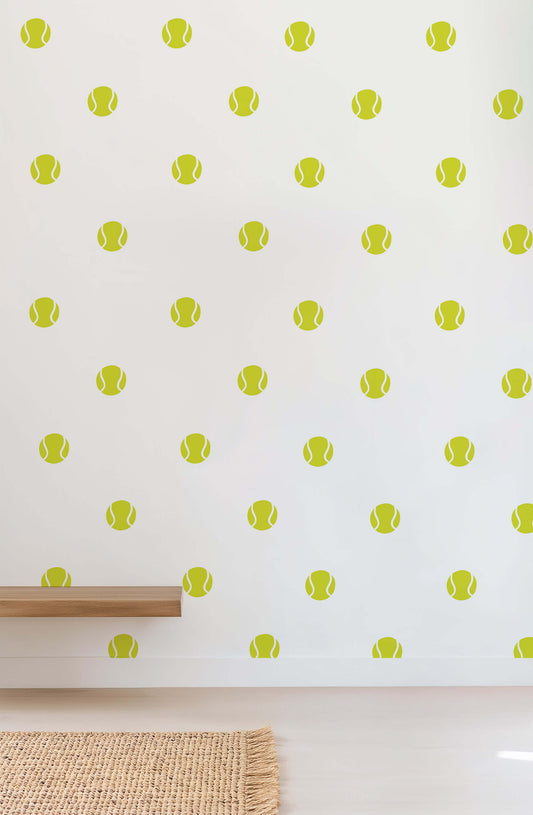 Tennis ball fabric wall stickers for boys' bedrooms and playrooms.
