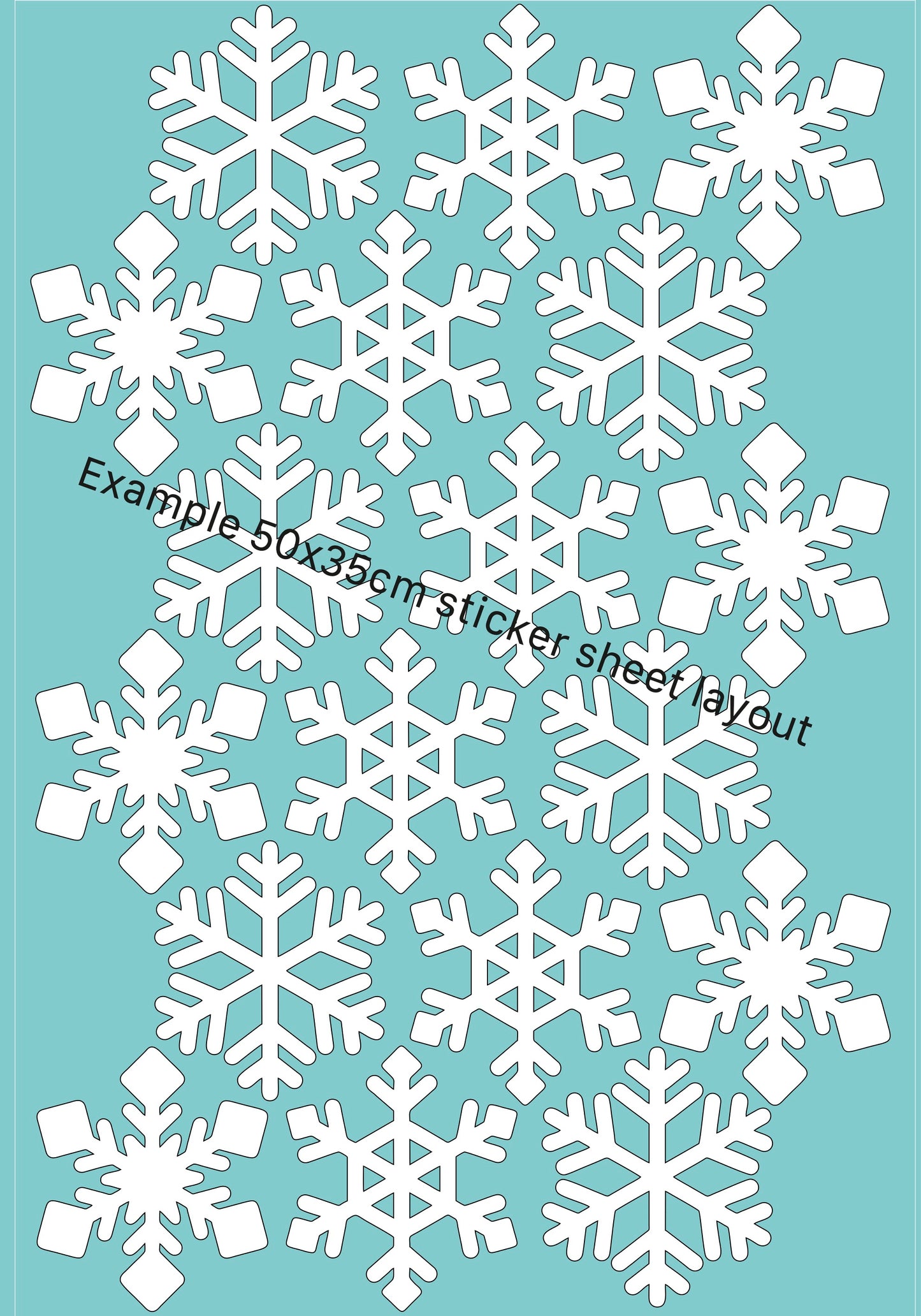 Snowflake window clings sheet layout