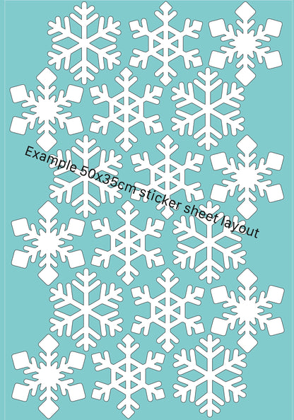 Snowflake window clings sheet layout