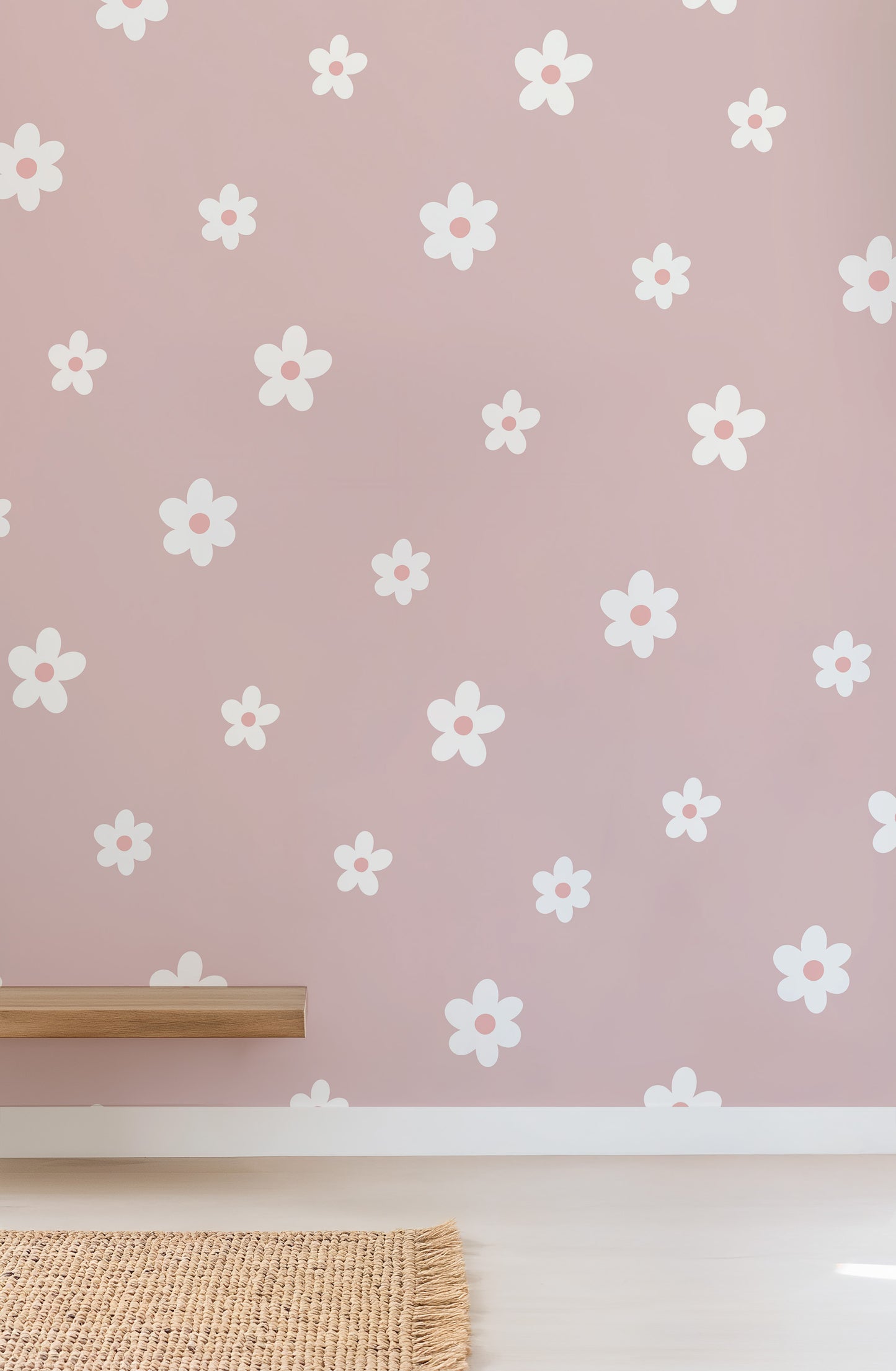 White Daisy Fabric Wall Stickers