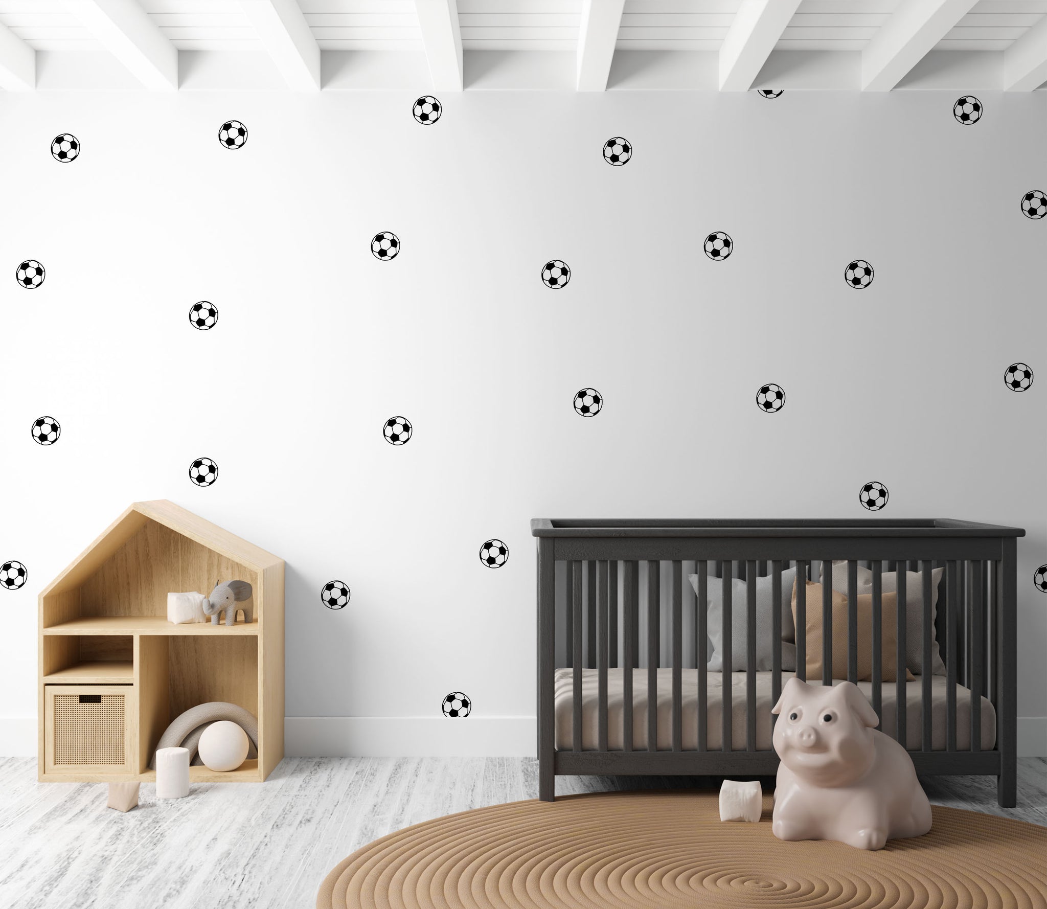 White Football Wall Stickers - Fabric, Reusable and Eco-Friendly