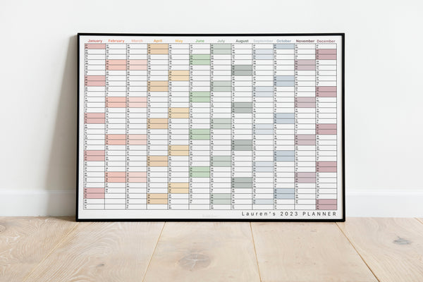 Personalised 2023 Landscape Wall Planner - muted tones