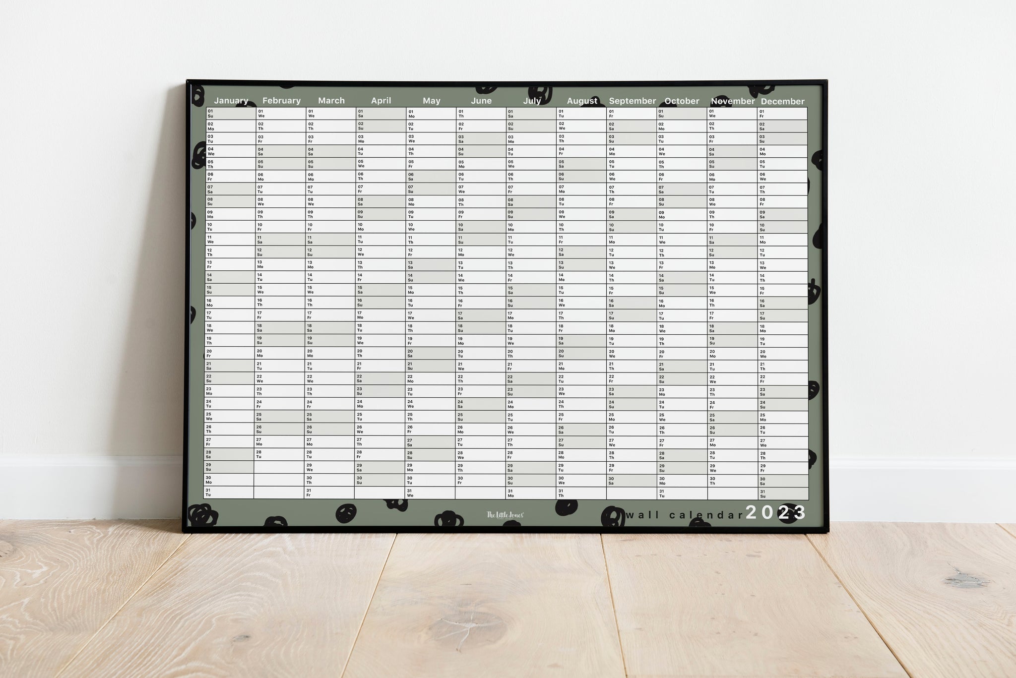 2023 Wall Planner - Green + Black Spots Landscape