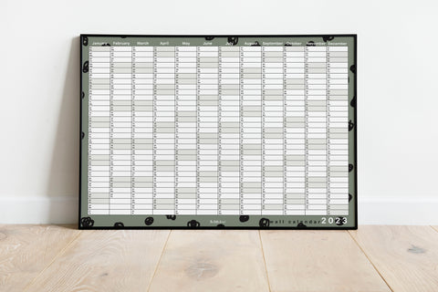 2023 Wall Planner - Green + Black Spots Landscape