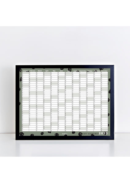 2023 Wall Planner - Green + Black Spots Landscape