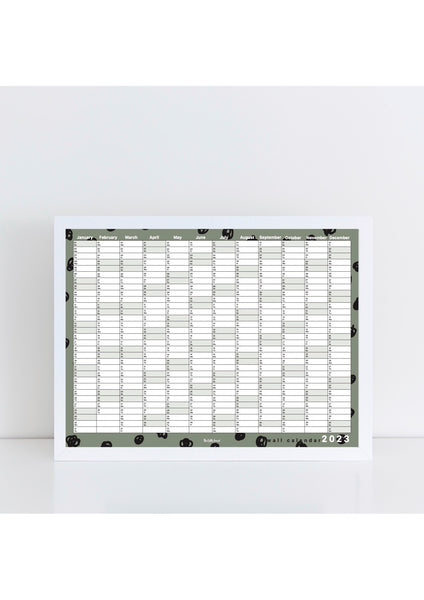 2023 Wall Planner - Green + Black Spots Landscape