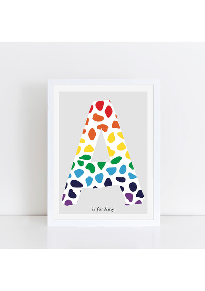 Dalmatian Spot Initial Print - rainbow
