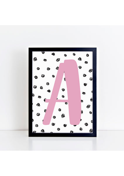 Spotty Background Initial Print - pink