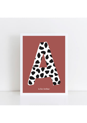 Dalmatian Spot Initial Print - brick background