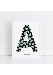 Dalmatian Spot Initial Print - green/black